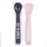 Vertical orientation of Out to Lunch and Brunch Babe Spoons