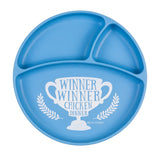 Top View of Bella Tunno plate with winner winner chicken dinner saying