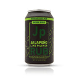 Jalapeno Lime Pilsner rub in an aluminum can retail packaging
