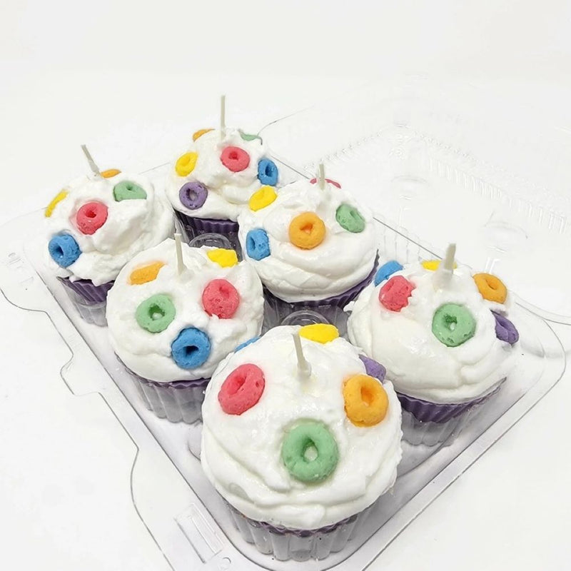 Fruit Loops Cupcake Candle