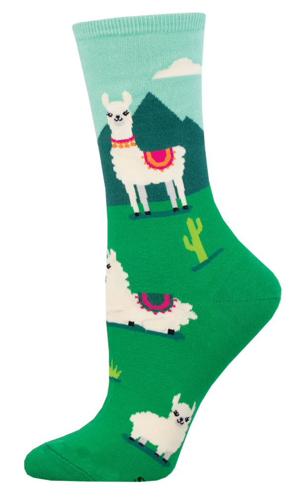 Mint Yo LLama Sock