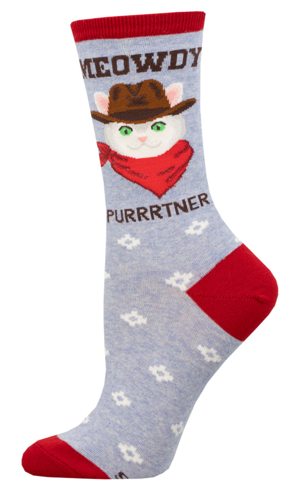 Blue Meowdy Purrtner Sock