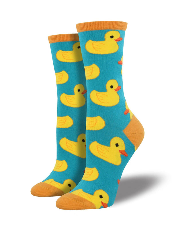 Teal socks with rubber duckies
