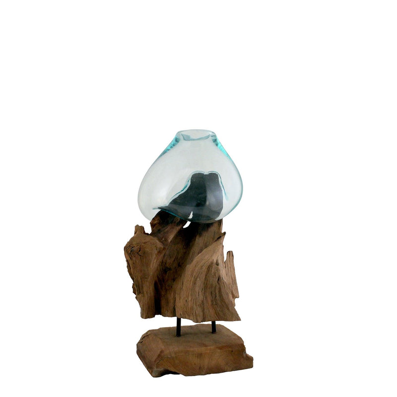 Glass & Wood Stand Vase
