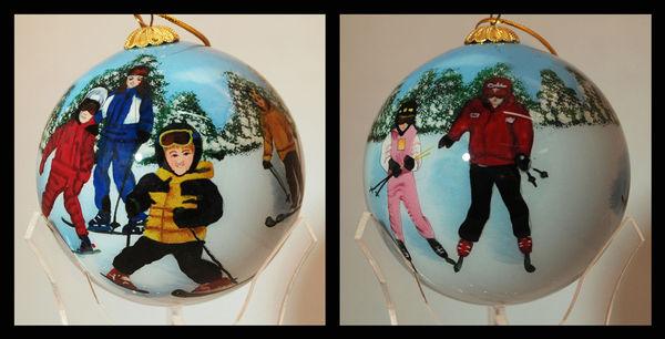 Family Skiing Ornament