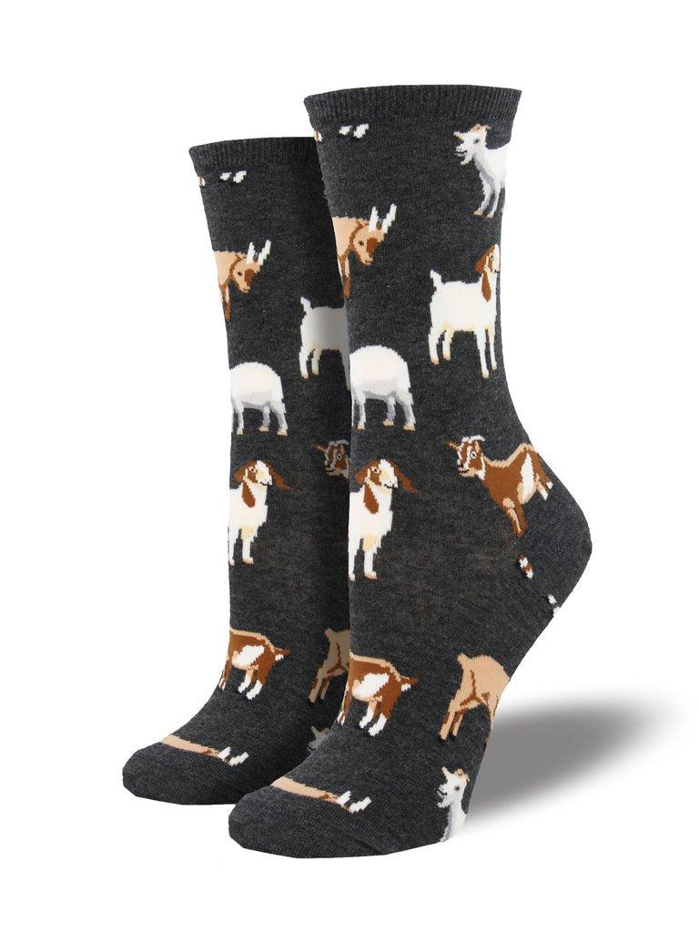 Charcoal socks featuring goats