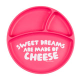 Top View of Bella Tunno plate with sweet dreams are made of cheese saying