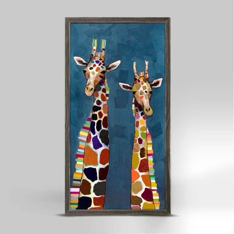 Two Giraffes on Blue Art