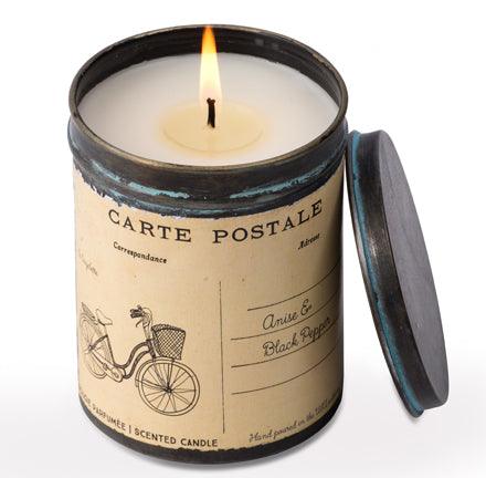 Vintage Postcard Bicycle Candle - Moose Mountain Trading Co.