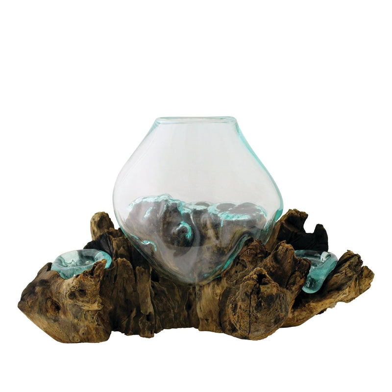 Glass Sculpture w Two Candles - Moose Mountain Trading Co.