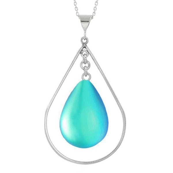 Aqua Frosted Drop Loop Pendant - Moose Mountain Trading Co.