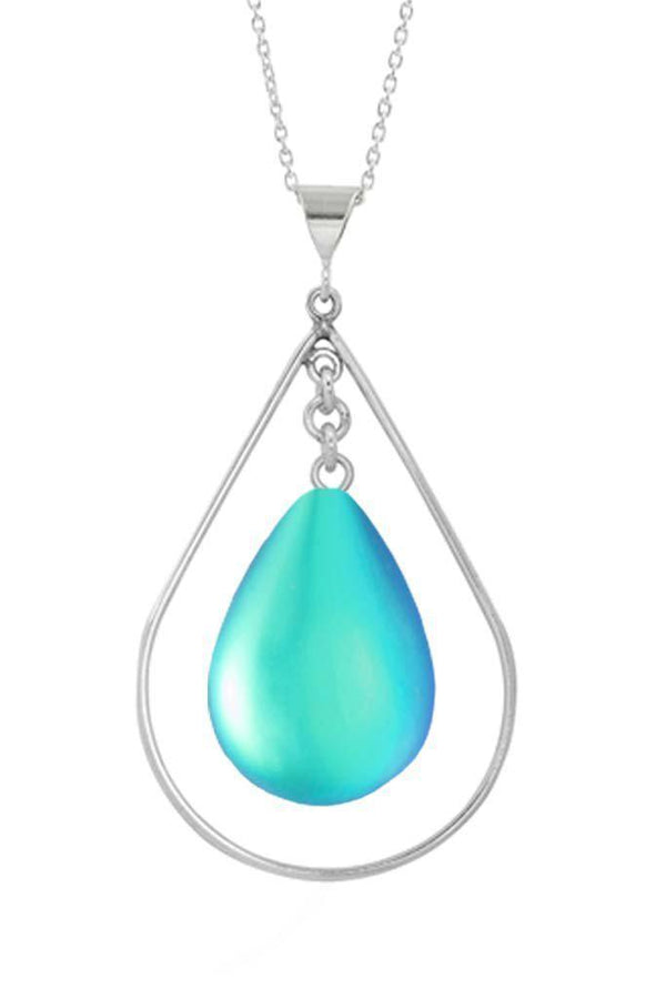 Aqua Frosted Drop Loop Pendant - Moose Mountain Trading Co.