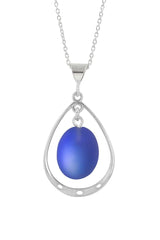 Blue Frosted Oval Loop Pendant