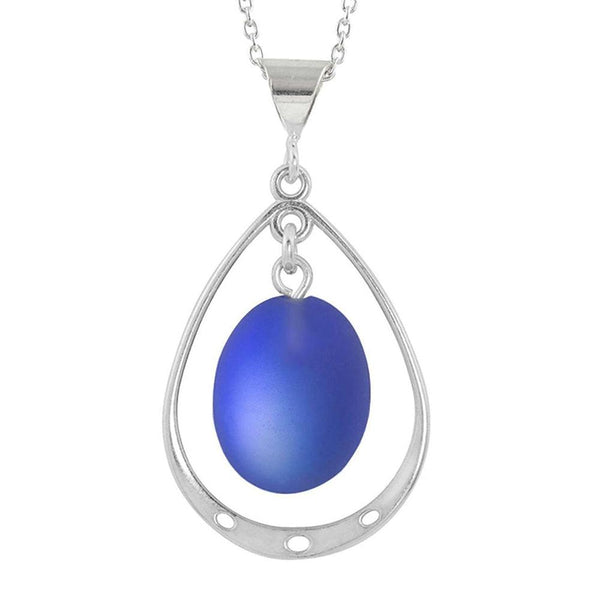 Blue Frosted Oval Loop Pendant - Moose Mountain Trading Co.