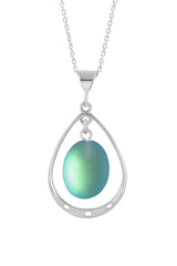 Green Frosted Oval Loop Pendant