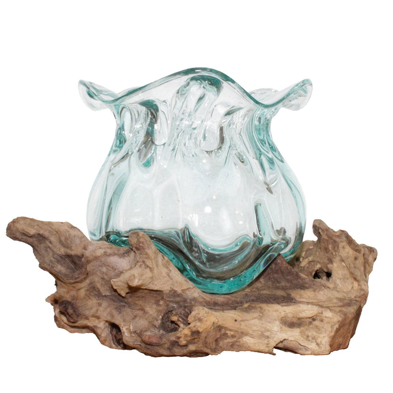 Medium Lotus Glass Wood Vase - Moose Mountain Trading Co.