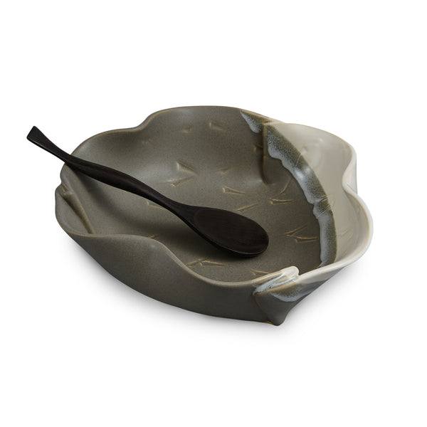 Brie Dish with Spoon Gray