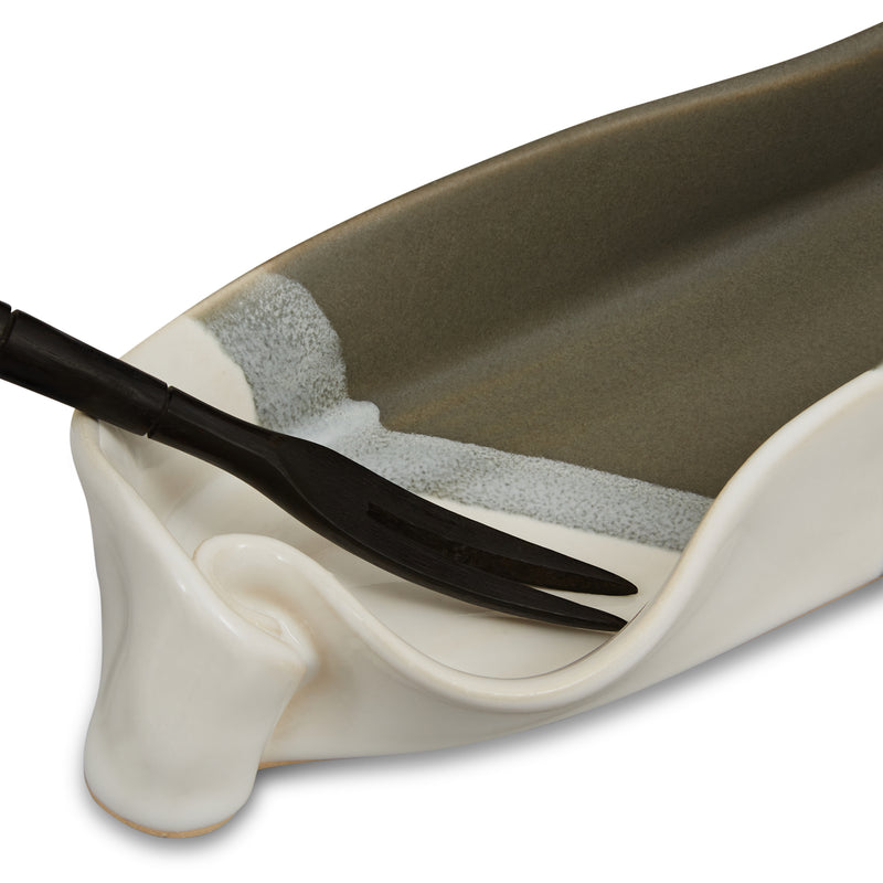 Olive Dish with Fork Gray