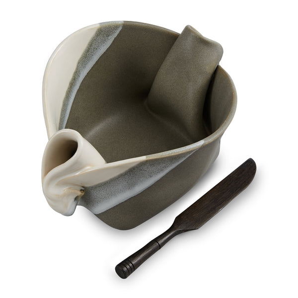 Pinch Pot with Knife Gray