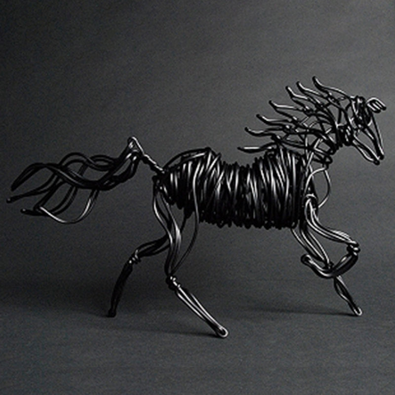 Small Blk Horse Wire Sculpture