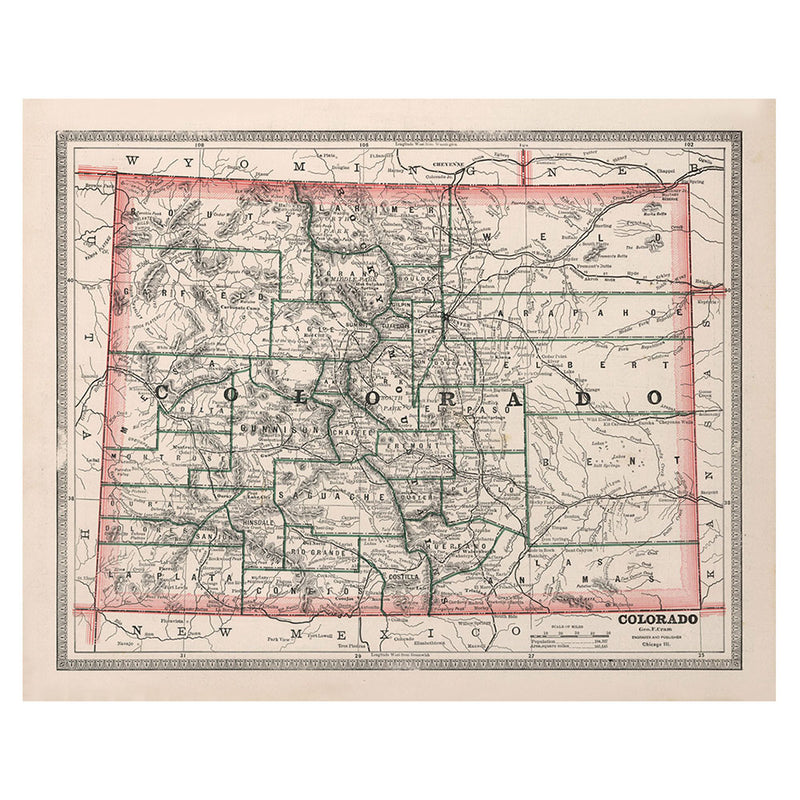 Colorado 1883 Map 16" x 20"