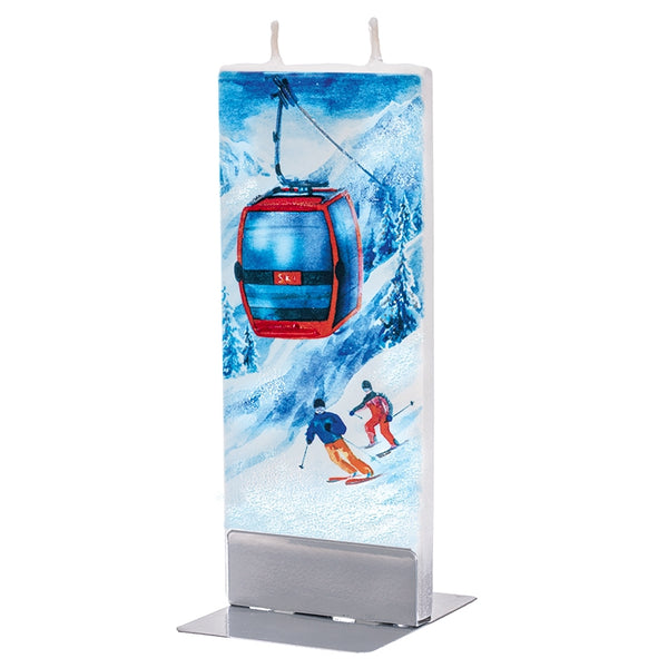 Ski Lift with Skiers Candle