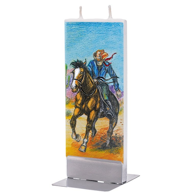 Cowboy Riding Horse Candle
