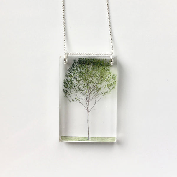Tall Green Tree Necklace