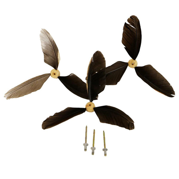 Whirly Replacement Feathers, set of three duck feather tails and three rivets